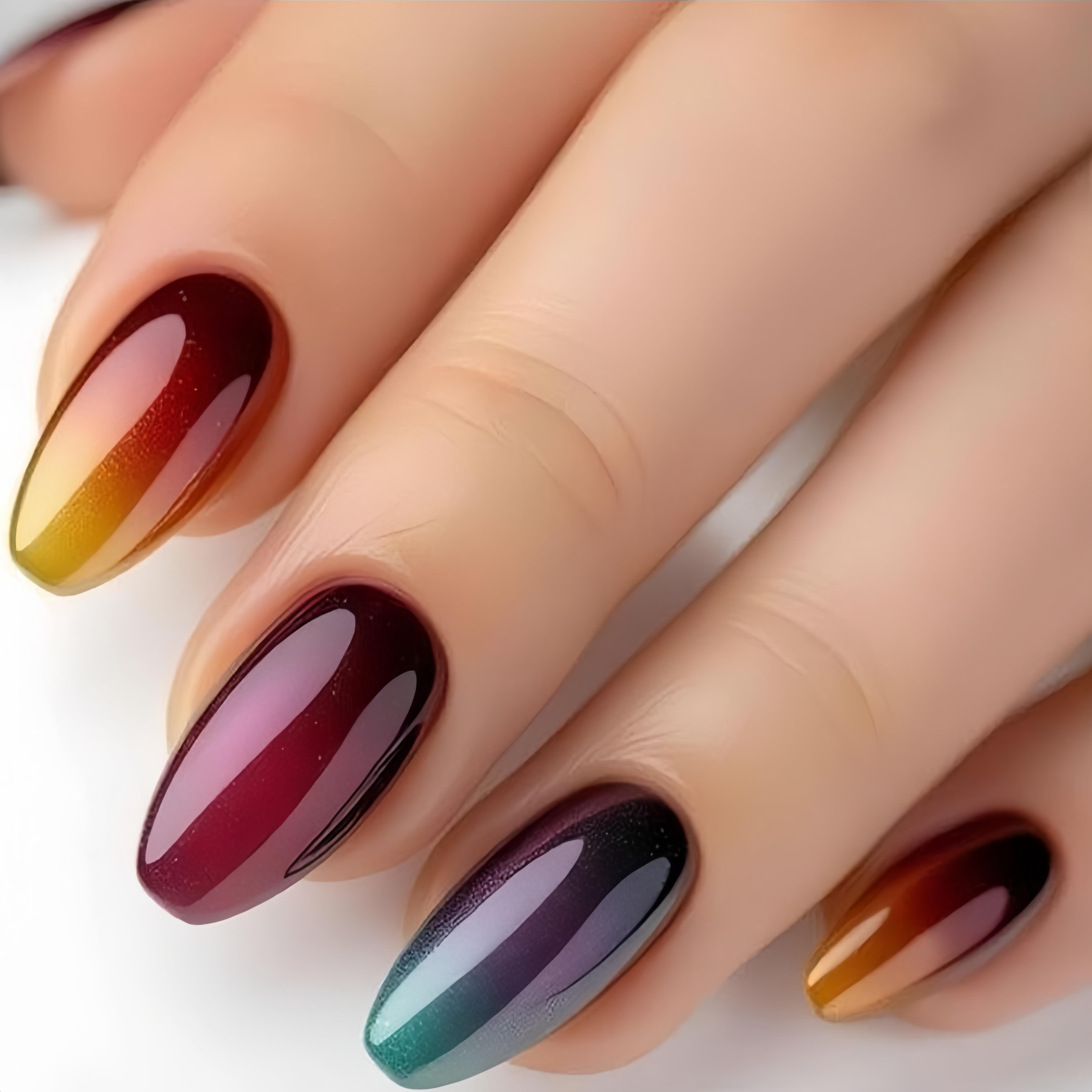 TEMU 24pcs Gradient Nails, Stylish Artificial Nails, Medium-length Ballet-shaped Nails, Removable False Nails For Women, Mechanical Nails, Fake Nails
