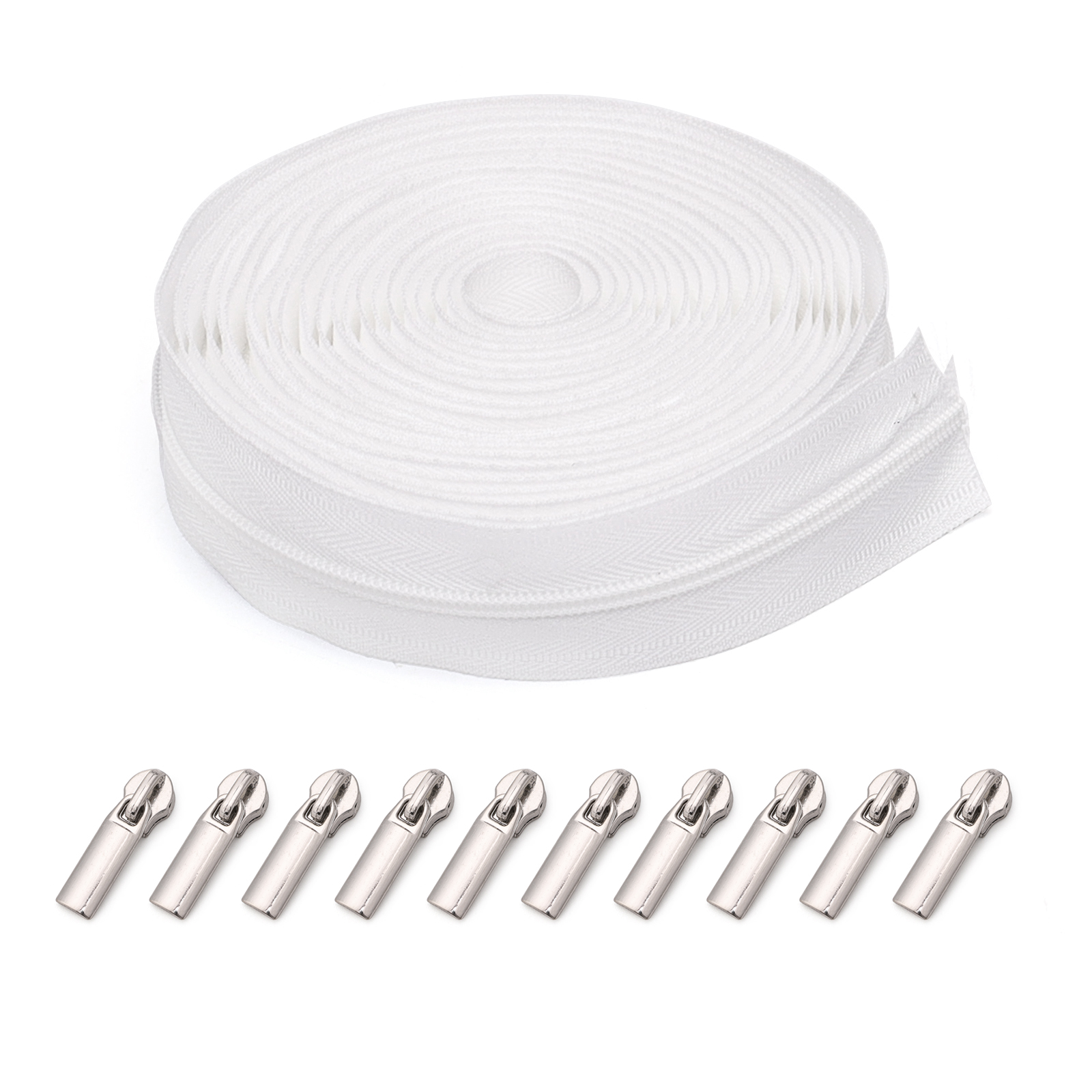 TEMU 1 Set, 3# Nylon Zipper (450cm/177inch/) With 10 Zipper Heads, Suitable For Home Sewing Replacement Zippers