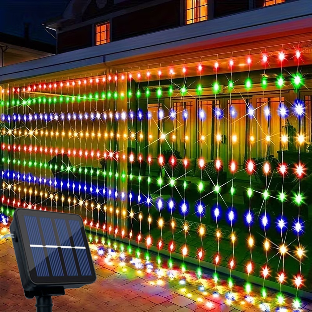 TEMU Guirlande Lumineuse Solaire Décorative de Cour de Noël, 8 d'Éclairage (IP54), pour Mariage Air, Fête dans , de Famille, Diverses Lampes