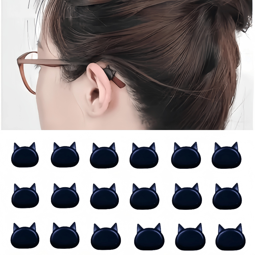 TEMU 18 (9 Pairs) Of Cute Cat-themed Non-slip Eyeglass Nose Pads And Ear Hooks, Safety Eyeglass Temples, And Ear Clips-with Non-slip Grips And Soft