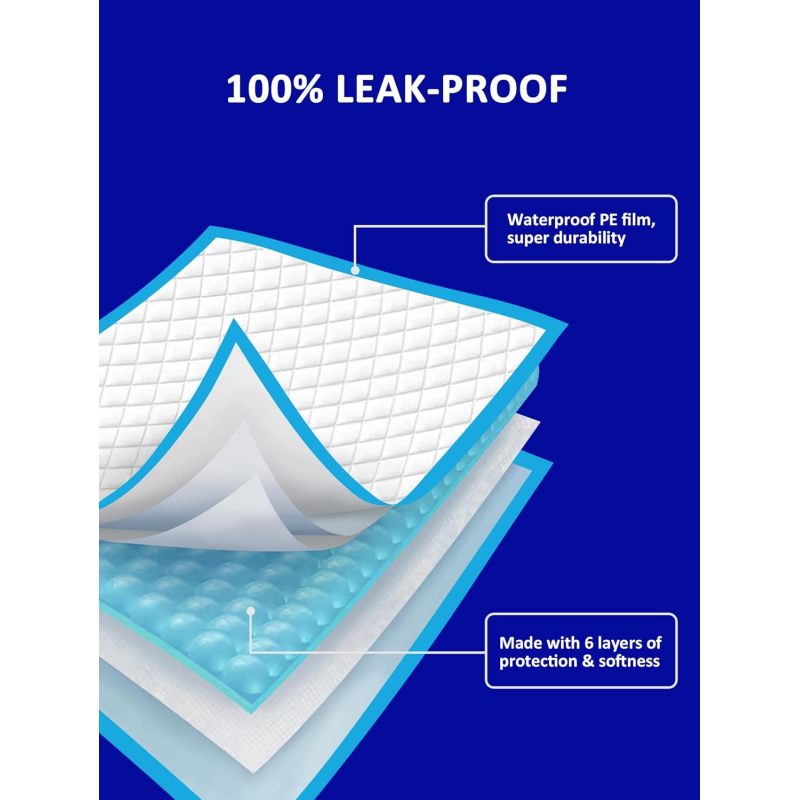 Extra Large Pad 80 X 90cm, Leak- Proof 6- Layer Pet Potty Training Pads Pee Pads with Quick- Dry Surface for Pets, Puppies, Adult, Sick and Aging Dogs, 40 Counts