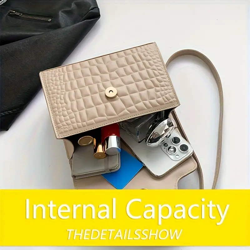 Quilted Pu Leather Handbag With Rhinestone Bow And Crossbody Strap_voghion.com