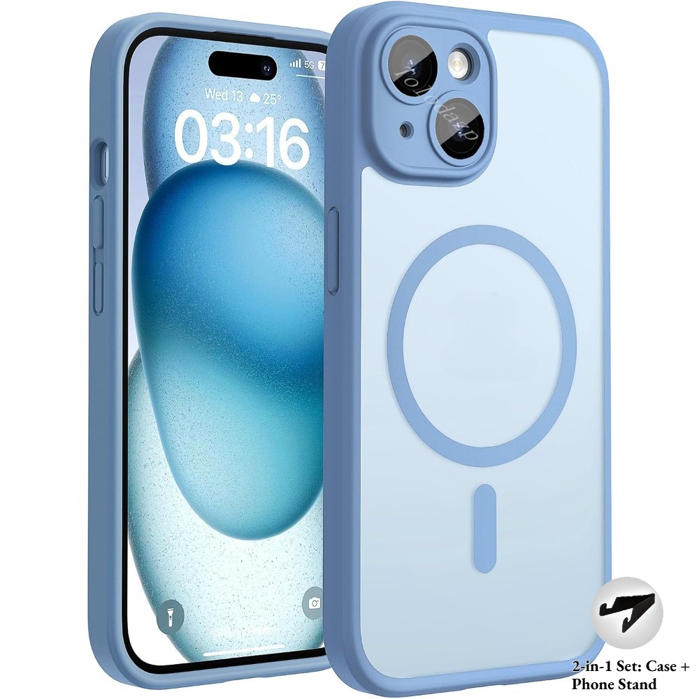 TEMU Phone Case - 2-in-1 Set: Case And Phone Stand New Luxury Translucent Magnetic Phone Case For Iphone 17 16 15 14 13 12 11 Pro , Upgraded [full