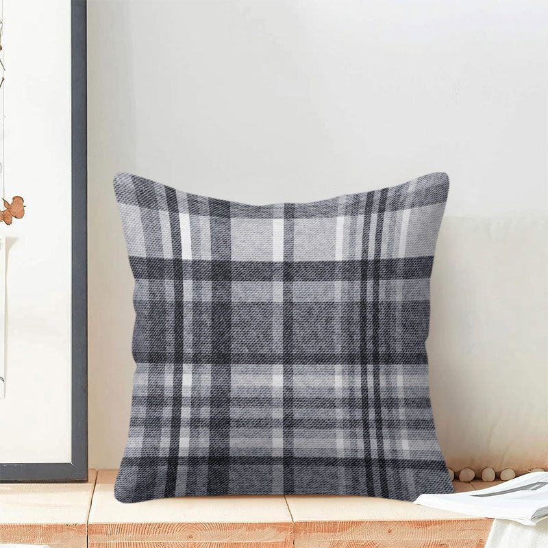 TEMU 2 Gray Plaid Patterned Covers For Festive Party Decoration, Featuring A Easy And Elegant Style, Suitable For Bedroom And Living Room Sofa Decor