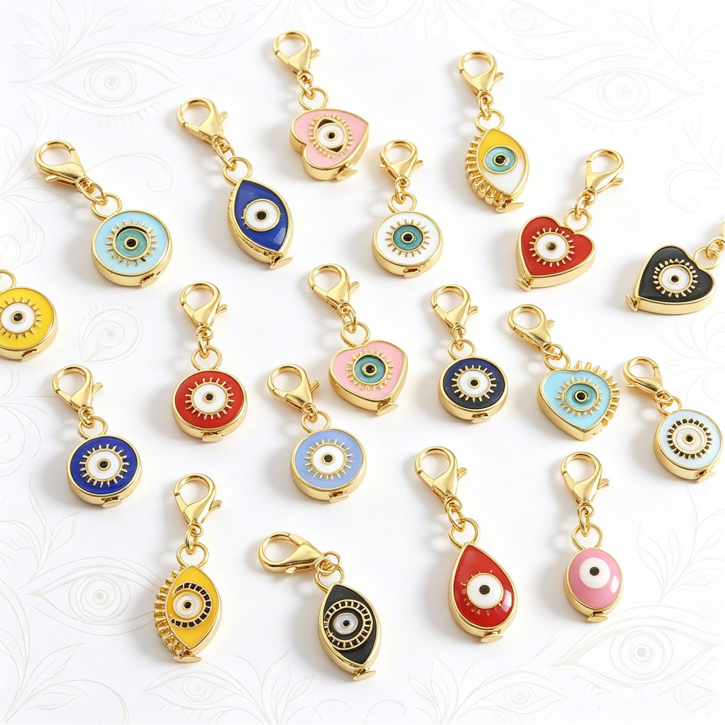 TEMU Random 13pcs Evil Eye Alloy With Lobster Clasp, Suitable For Craft Making, Diy Key Rings, And Keychain Accessories