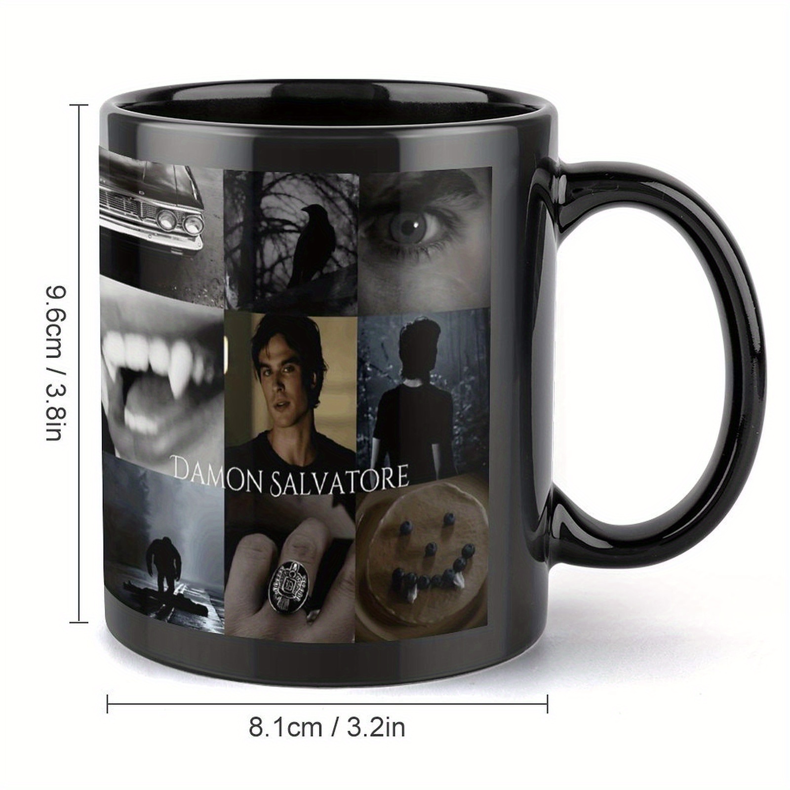 TEMU 1pc Damon Vampire - The Tvd Inspired Ceramic Coffee Mug Cup, 11oz Vampire Gift For Damon Fans, Home, Office, Halloween, Christmas, Valentine's -