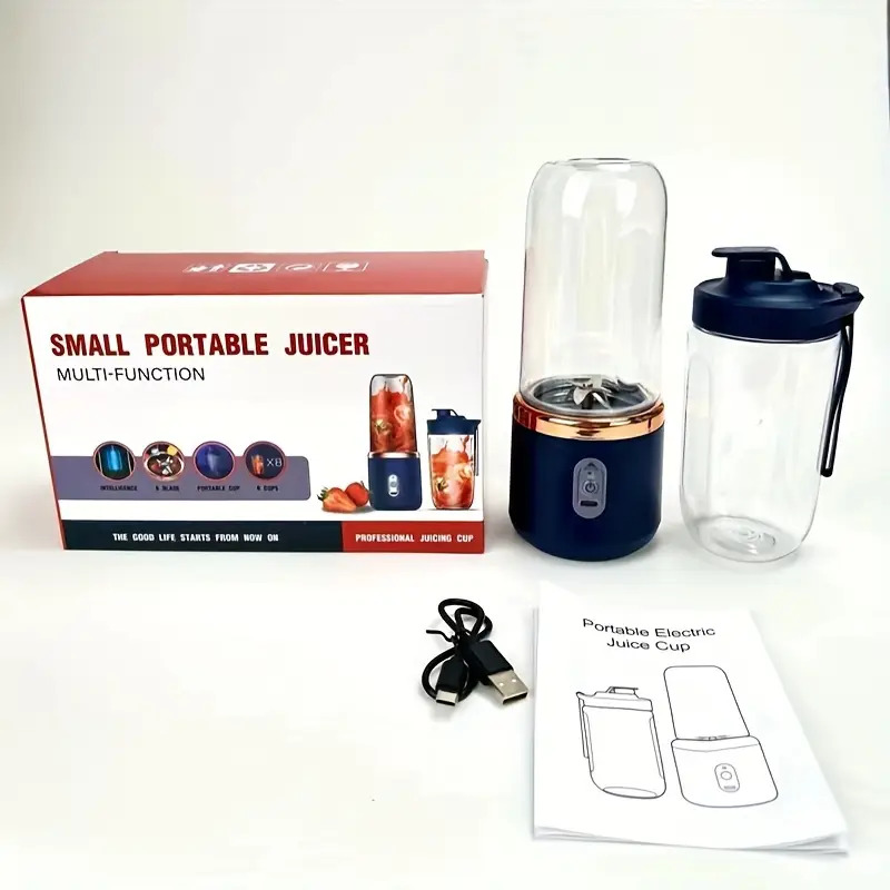 Licuadora y exprimidor portátil 2 en 1 con 6 cuchillas, carga USB y diseño de doble vaso - Perfecto para hacer batidos, milkshakes y bebidas frías, lo que lo convierte en un regalo ideal para el Día de San Valentín, Acción de Gracias, Halloween, Navidad y el Día de los Padres. - Imagen 5
