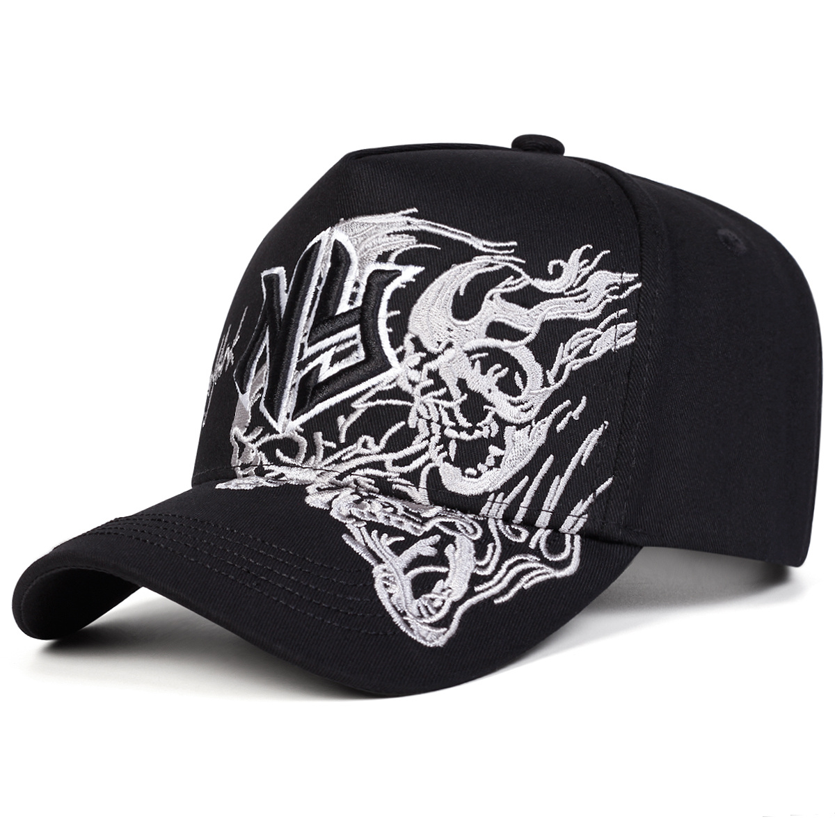 TEMU 1 Men's Ng 3d Embroidered Flame Baseball , Fashionable Five-panel Adjustable Casual Hat, Suitable For Spring/autumn , Travel, Beach Parties