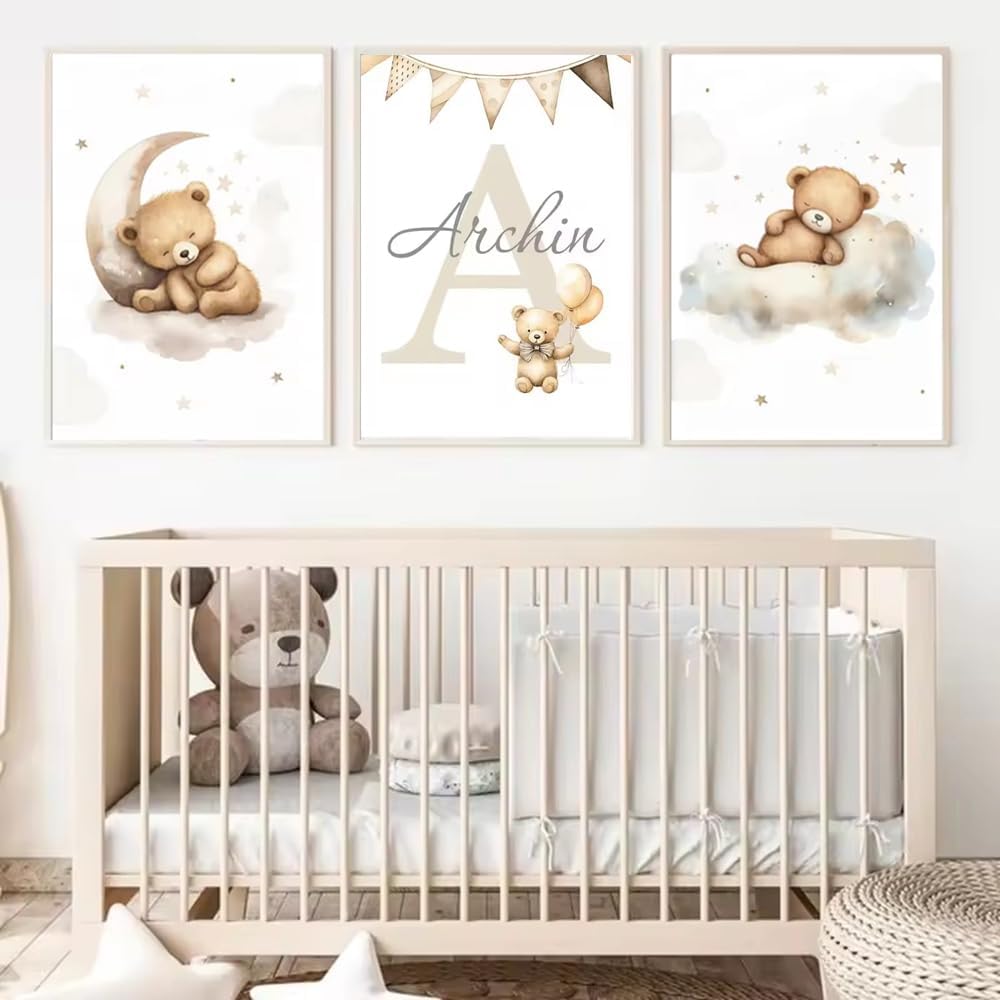 TEMU 2D Plat, Personnalisé 2D Plat Cadre - Bébé Nom Personnalisé Art Mural de Chambre d'Enfant Ballon à Air Chaud Nuage Affiches, Œuvre d'Art Toile