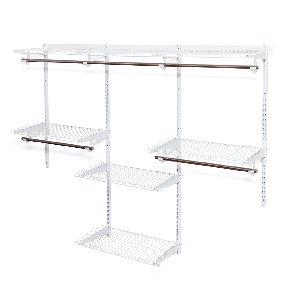 TEMU Wall-mounted Closet Organizer, Metal Storage Rack With Hanging Rod And Shelves, Adjustable Wardrobe Organizer Kit For Bedroom In White