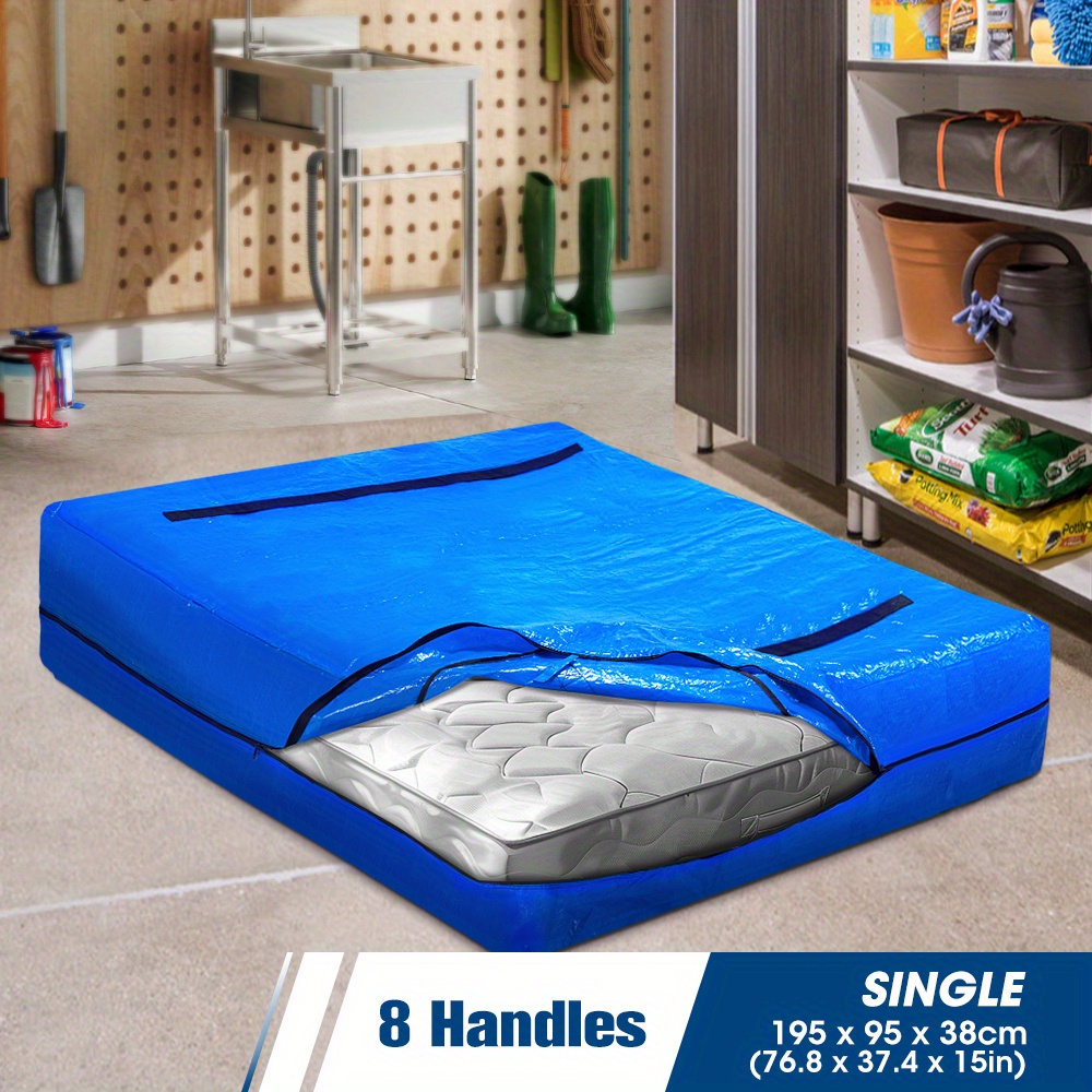 TEMU Waterproof Cover For Single Mattresses, Designed For , Featuring Handles And A Zipper, Measuring 76.8 Inches By 37.4 Inches By 15 Inches
