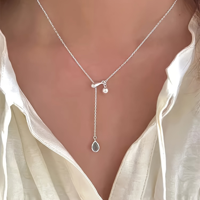 TEMU 925 Sterling Silvery Pendant Necklace, Synthetic Zirconia, Elegant And Sexy, Celestial Symbol, April Birthstone, Suitable For And Gift , Valentine's Day Gift, All Year Round