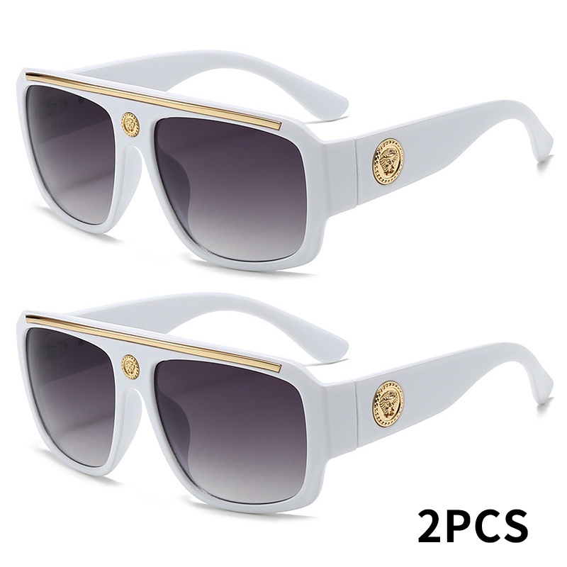 TEMU 2-pair Pack Men' Oversized Thick Metal Frame Fashion Glasses - Polarized, Polariction Suitable For Casual Attire, For Halloween & Christmas