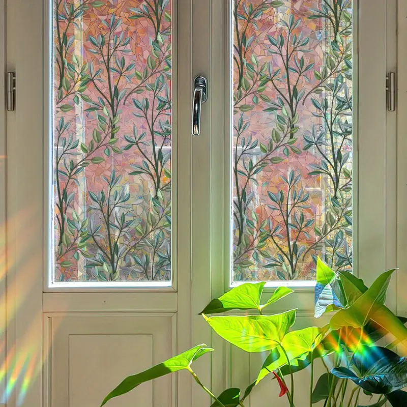 fensterfolie blattmuster farbige glasfolie bunte