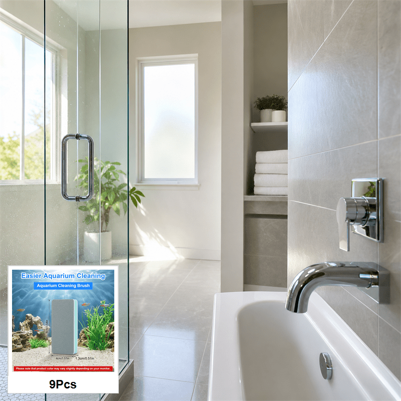 TEMU Juego de 9 piezas de herramientas multifuncionales para limpiar espejos de cristal, azulejos de ducha y baño, borrador mágico quitacálculo,