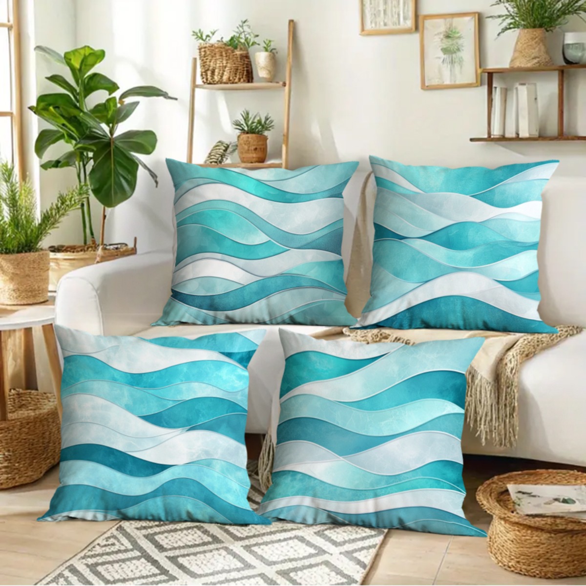 outdoor patio sofa set turquoise wave cushions Temu Australia