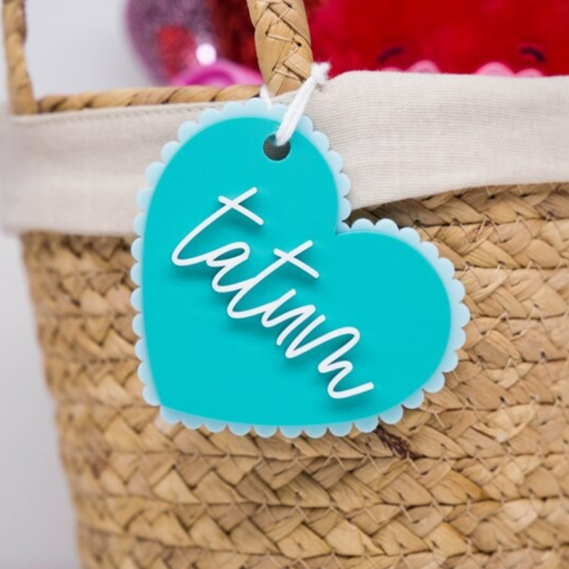 TEMU Personalized Name Valentine's Day Gift, Gift Basket Tag, Acrylic Gift Tag, Acrylic Heart-shaped Nameplate, Basket Edge Marker, Heart-shaped