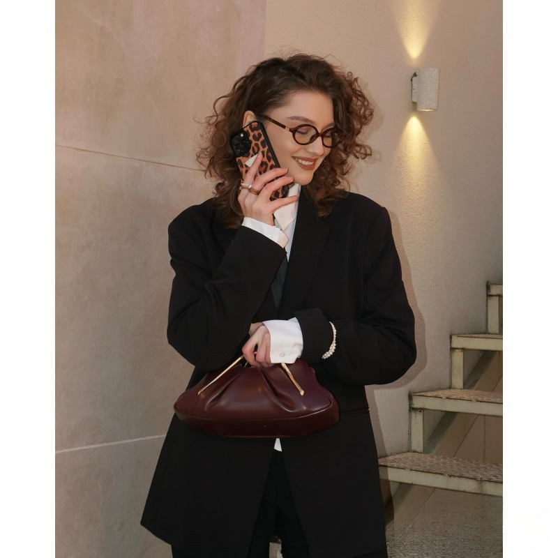 Luxury Elegant Evening Clutch with Magnetic Closure & Fixed Strap - Shiny Solid Color Handbag for Women, Wedding, Party, Formal Events - Burgundy/Black/Light Brown/White - Versatile Bridesmaid Gift & Daily Use Bag, Bridal Handbag, Designer Handbags for Women, Wedding Guest Bag, Bridal Clutch Purses, Dress Purse, Party Accessory, Stylish Purse, Highquality Finish, Sleek Construction, Women's Handbag, Fashion Women