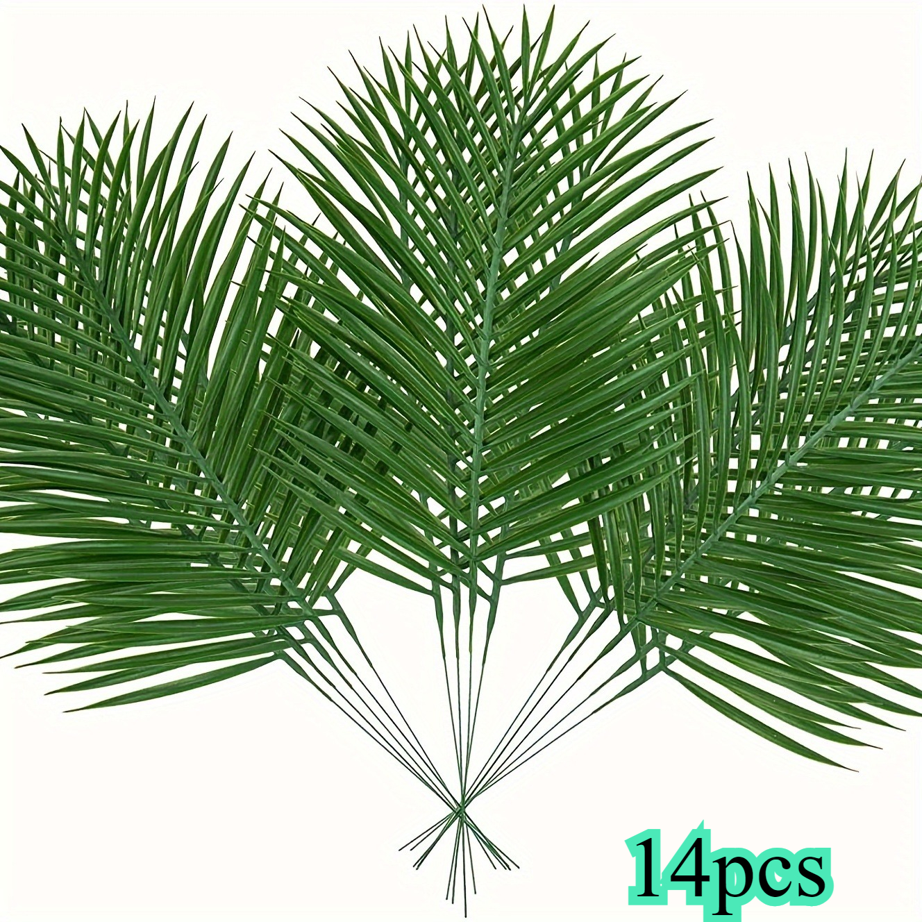 TEMU 14 pièces de feuilles de palmier artificielles, palmiers simulés, décoration florale de fête, verdure pour , fêtes d'anniversaire, décoration de