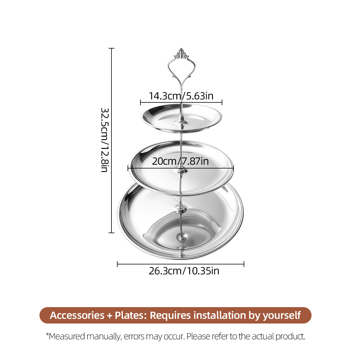 TEMU Présentoir à fruits à plusieurs niveaux VFVHOME, Présentoir à gâteaux en acier inoxydable, Présentoir à bijoux, Support de présentation de