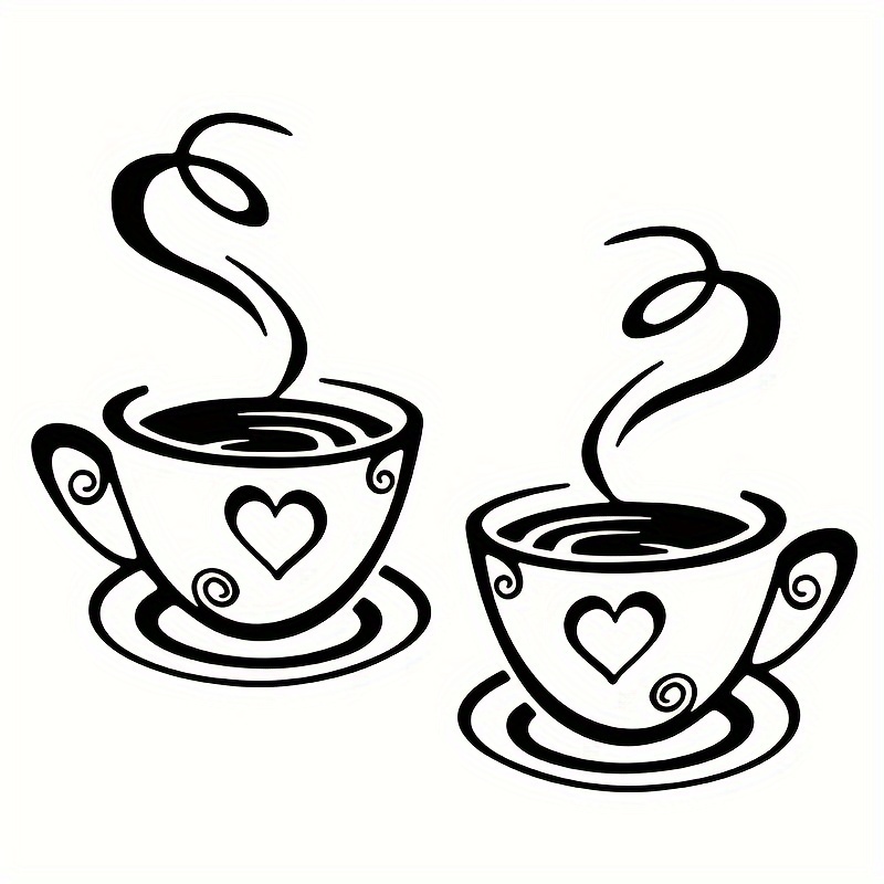 2pcs Coffee Cup Wall Stickers, Decorative Wall Art, Background Wall Decals