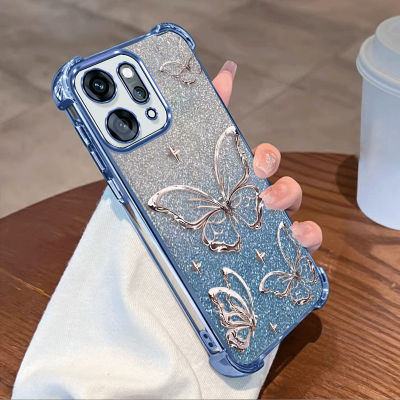 TEMU Phone Case: Glitter Plating Clear Protective Cover For Oppo Reno 14 Pro 14f 14fs 5g Reno14 Case Flxebile Tpu Four-corner Shockproof Pattern