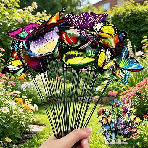 3 20pcs set 10 butterflies 10 rods random colour premium decorative stakes suitable for outdoor courtyard flower pots flower beds garden decoration used for christmas decoration
