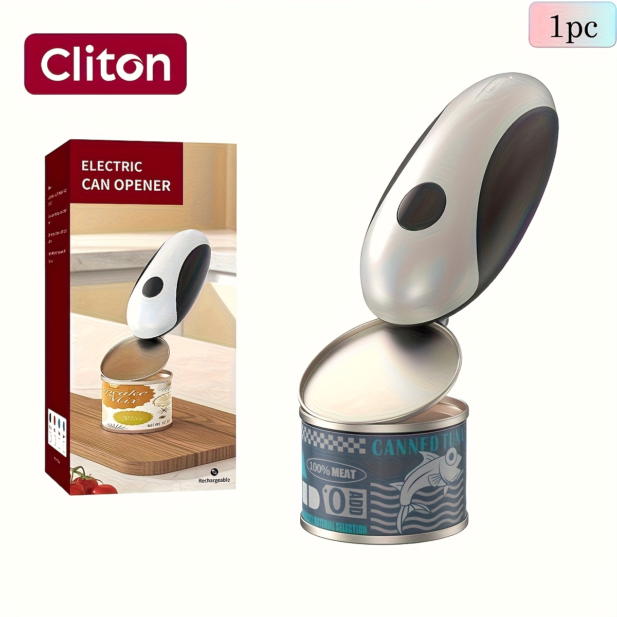 TEMU Cliton Automatic Electric Can Opener Usb Rechargeable, Anti-cut Kitchen Gadgets, Outdoor Party Must Have Gadgets, Gift For