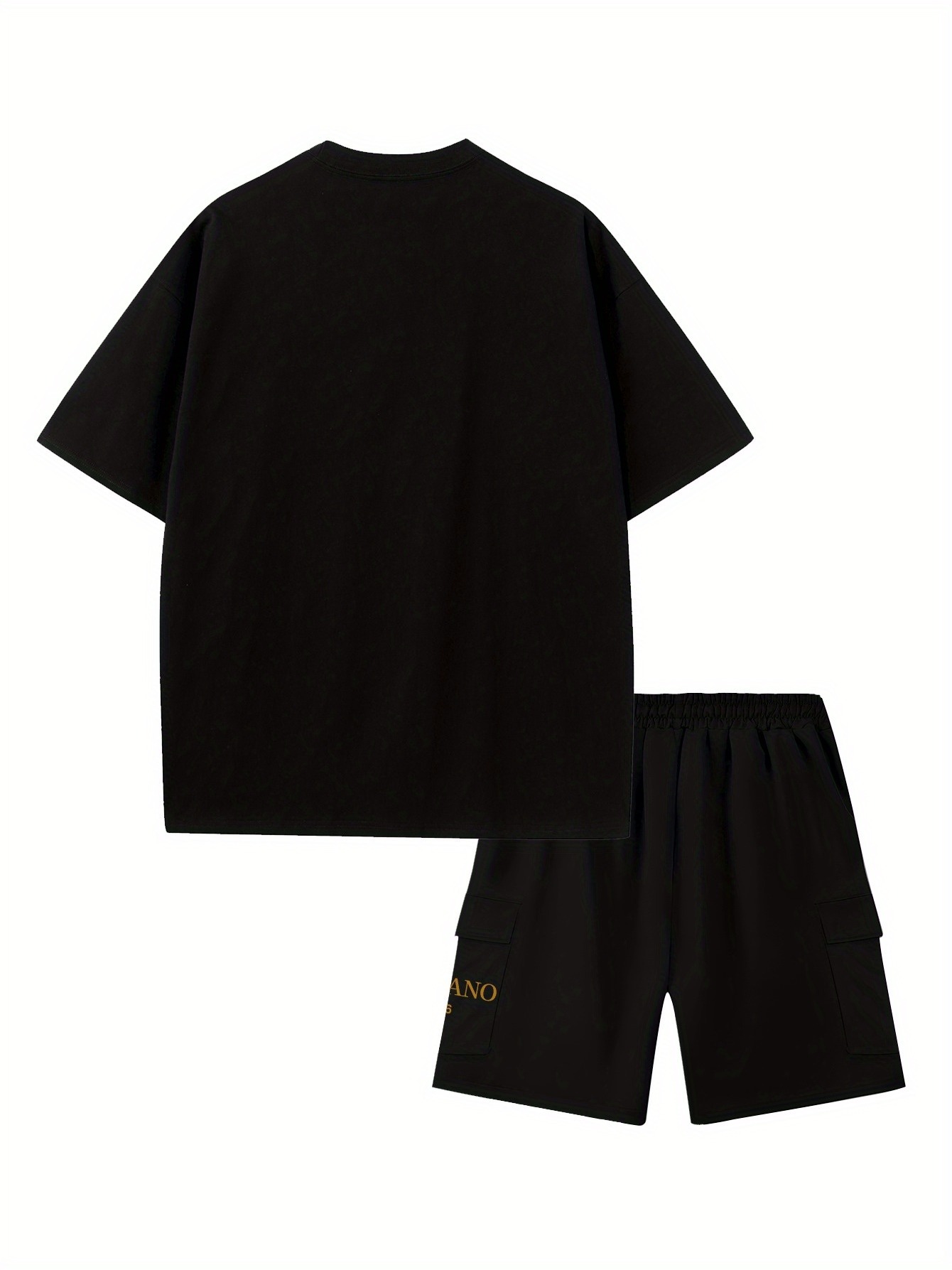 Print Men'S 2pcs Set, Round Neck Pure Cotton Short Sleeve T-shirt and Work Shorts Set, Suitable for Spring and Summer Exercises