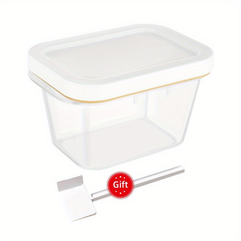 TEMU 1pc Butter Cutter And Storage Box With Built-in Knife Slot - Transparent Lid, Space-saving Kitchen Organizer For Butter, Cheese, Margarine -