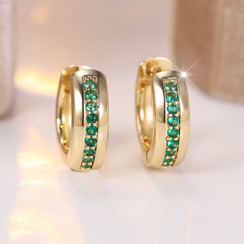 Women's Round Inlaid Oxidized Synthetic Zirconia Earrings, Elegant