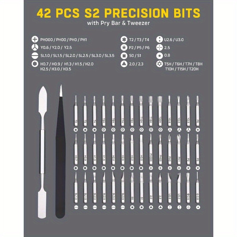   precision screwdriver set with magnetic tips - heavy-duty metal construction, ergonomic grip & compact case - phillips, flat, torx,  , pozidry, slotted, phillips #000 - for electronics, jewelry, automotive, home, diy, professional & personal use - ideal for smartphones, laptops, watches, cameras, pcs, glasses, toys - no power required -   magnetic bits for secure fastening - durable & portable tool kit for small repairs,   repair gear and diy tasks Product details 1