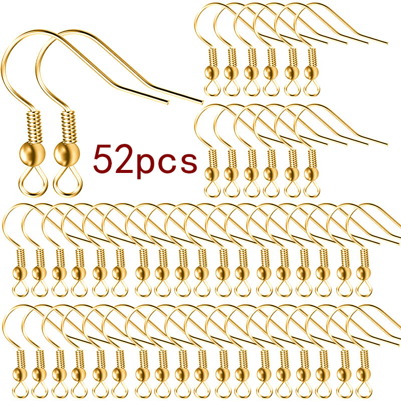 E-shop 102 Stück/52 Stück Farbbeständige Minimalistische Ohrhaken, 316 Edelstahl Ohrhaken mit Spirale Kugelstil, für DIY Handgemachte Ohrringe,