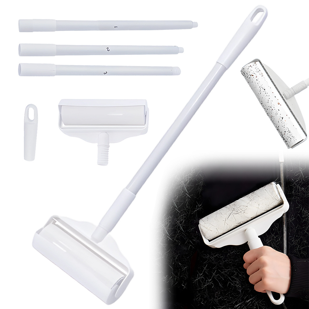 Adjustable Sticky Roller With An Ergonomic Handle And A Spiral Tear-off Feature, Perfect For Removing Pet Hair And Dust From Sheets, Furniture, And Car Seats