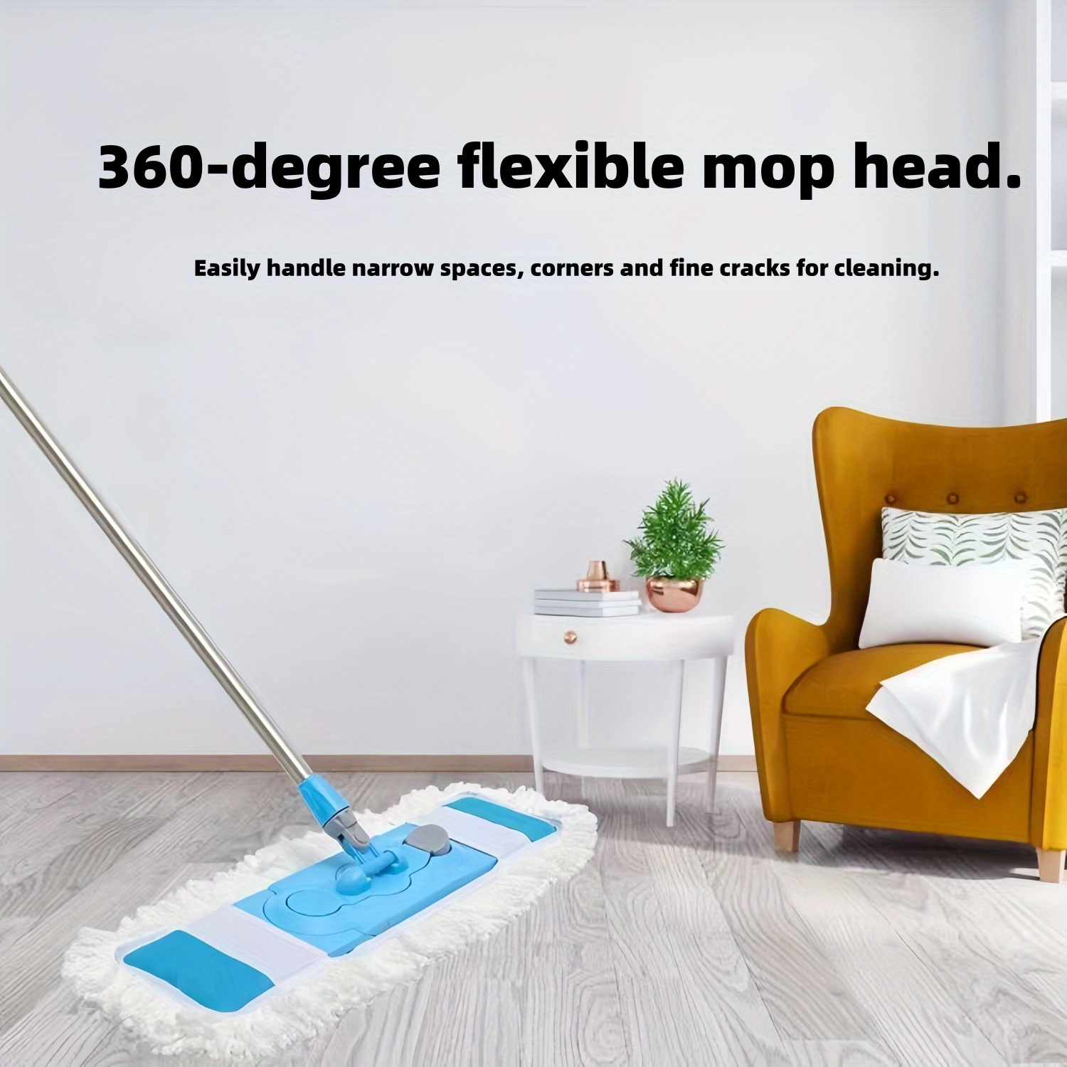 1pc extra large 25 59in flat mop with extended handle wide microfiber cloth 360 degree flexible head dual use wet and dry floor mop for living room bedroom toilet kitchen and floor cleaning details 2