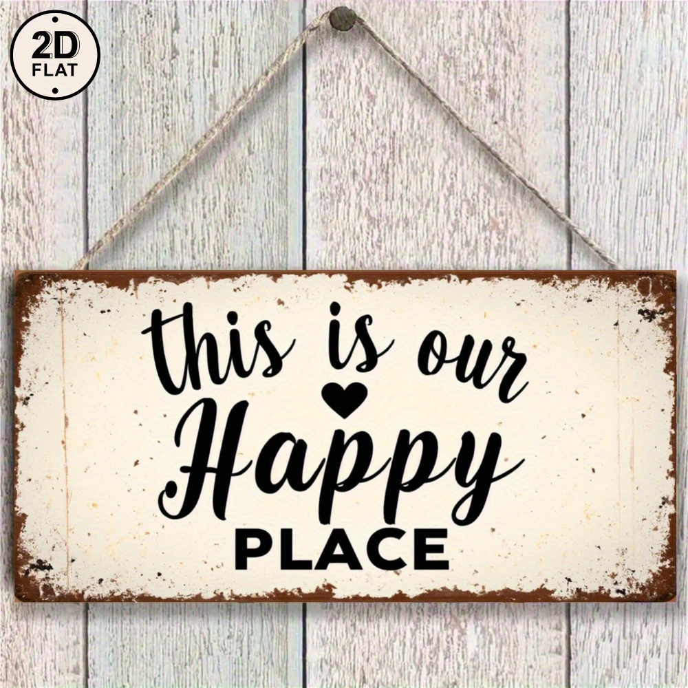 2d Flat - Rustic Metal Sign Our Happy Farmhouse Decor For Home Wall Art 2d Flat