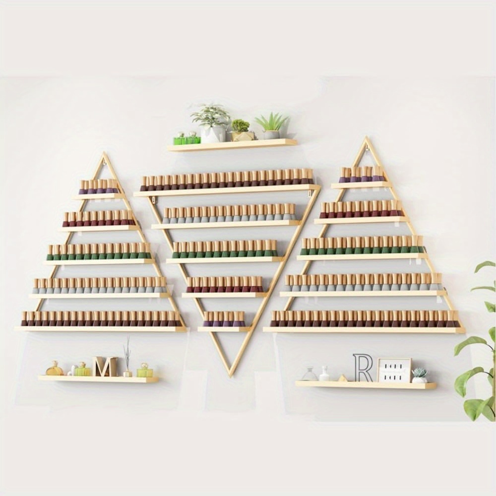 

Gold Mounted Polish - Set Of 6 Triangular Cosmetic Display Shelves For Oil Bottles, Lipsticks And In (gold)