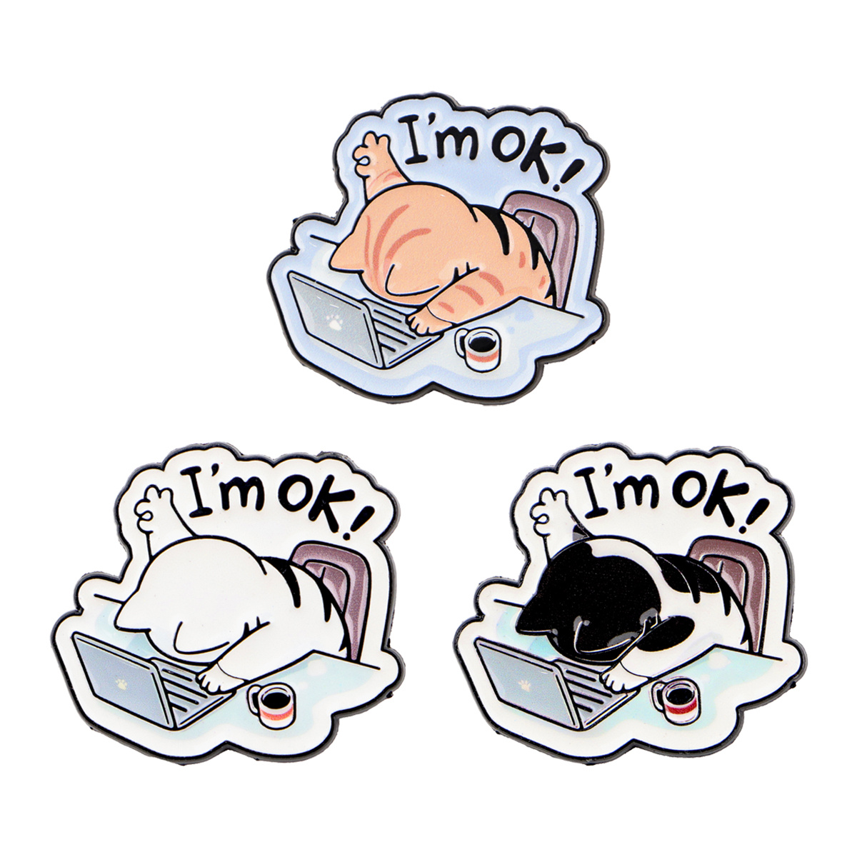 TEMU Set Of 3 Adorable Cartoon Cat Enamel Pins, Backpacks, Collars, , Hats, And As Birthday Gifts For