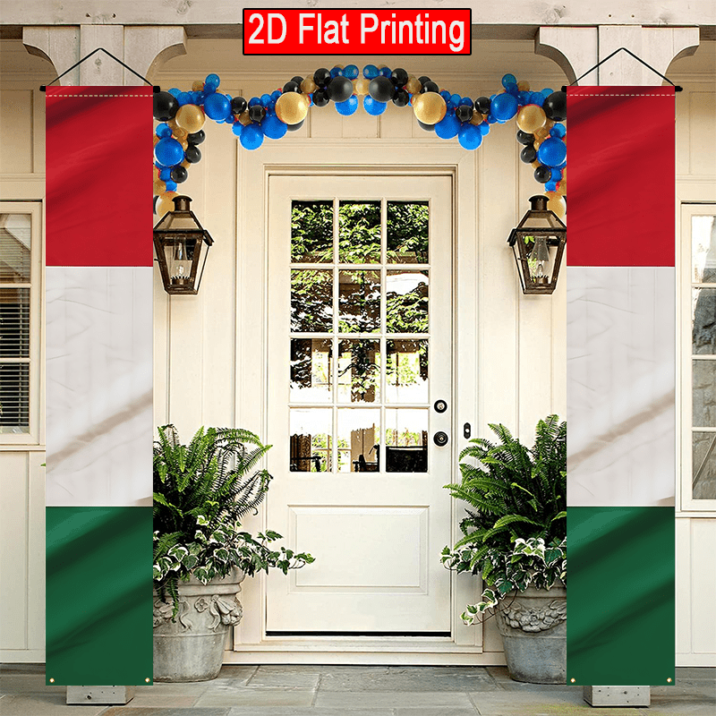 E-shop 2D Flach, 2D Flach 2 Stück Italienische Flagge Party Banner Grün, Weiß, Rot Polyester Hängepartyflagge Geeignet für Außenhof Rasendekoration