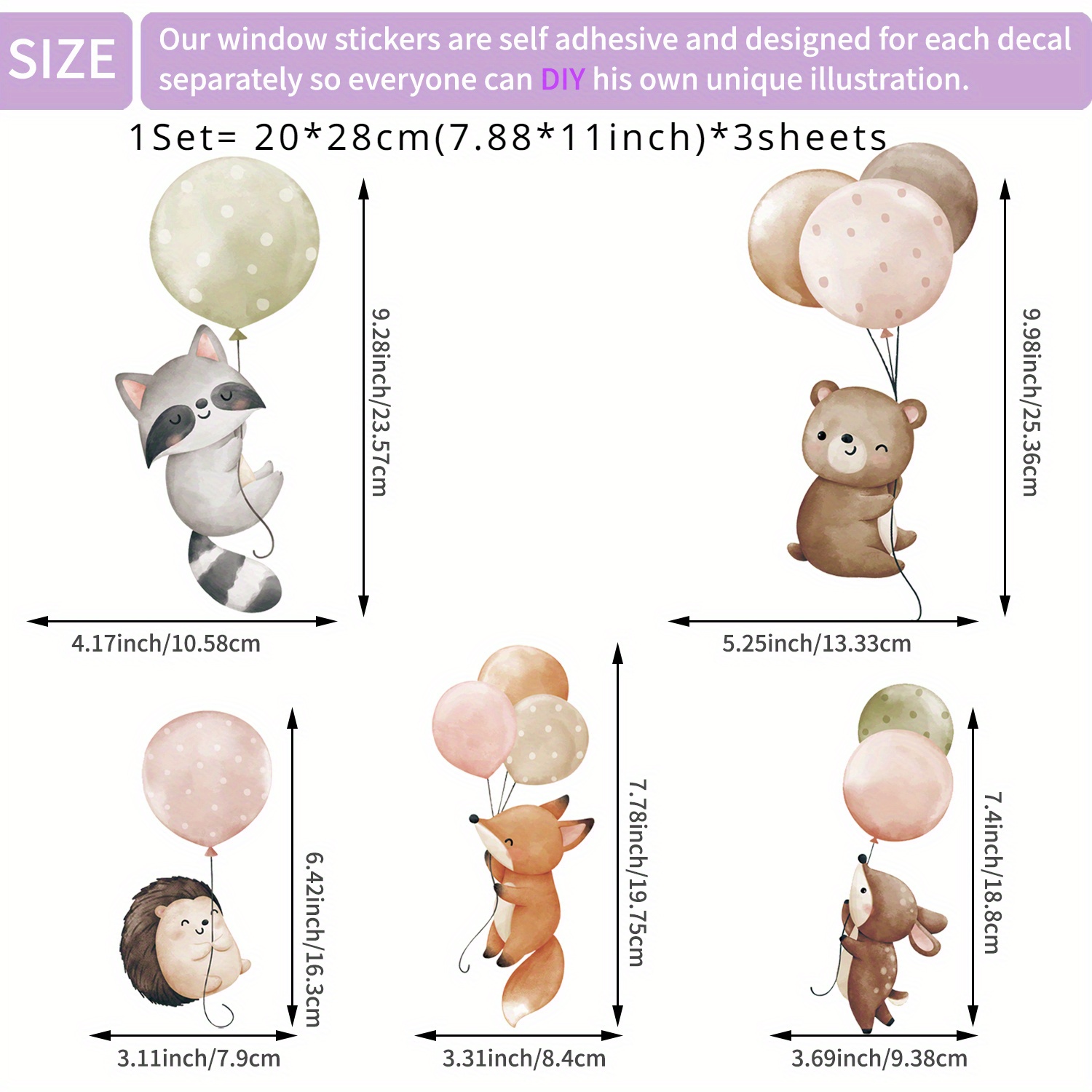 Image of Fox Raccoon Animal Window Stickers, 3sheets/set, Self-adhesive Wall Decals, Wall Stickers For Living Room Bedroom, Home Window Decoration, Birds Anti-collision Window Stickers