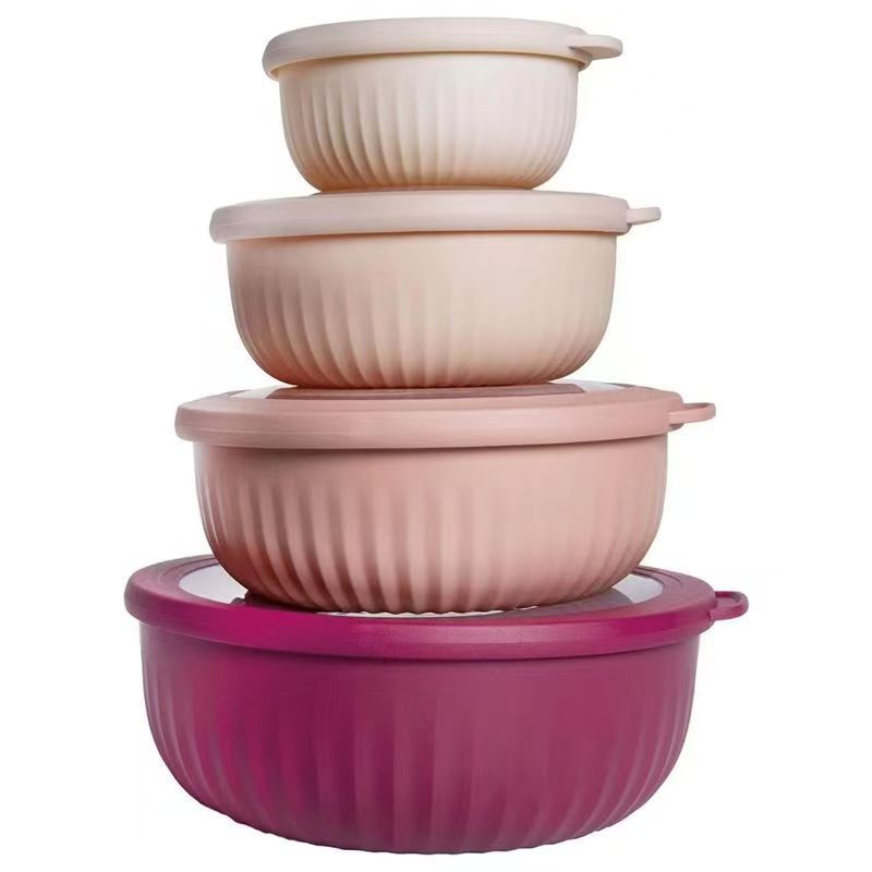 Temu – TEMU 8pcs Set [4 Bowls And 4 Lids] Salad Bowls, Covered Mixing Bowls, Leak-proof And Non-slip Baking Prep Bowls, Multi-functional Cleaning, Mixing