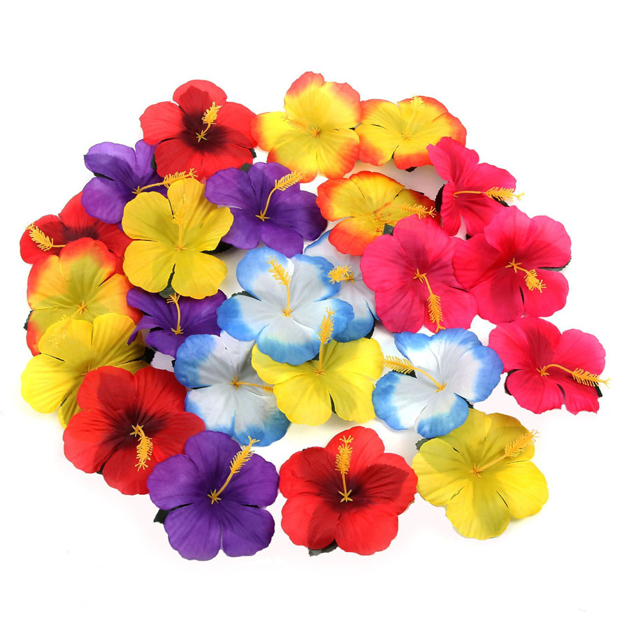 24 Flores de Artificiales para Decoración de Luau Hawaiana, Centro de Mesa, Boda y Decoración Temática Tropical: retailer-supplied image