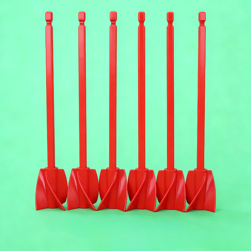 6pcs Paint Stirrer Drill Attachment Set, /blue/red Plastic Epoxy Resin Mixing Paddles With Standard Hex Shank & 4-blade Spiral Design, High Mixing, Compatible With All Drills