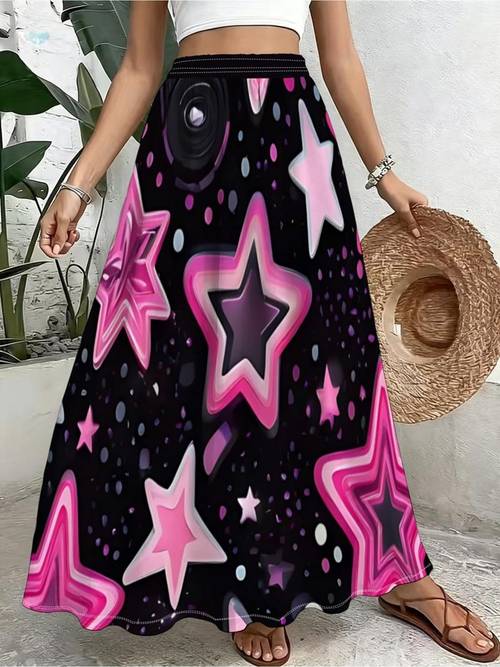 plus size printed design not textured plus size womens length skirt mixed pattern fantasy suitable for daily wear and parties festive and style