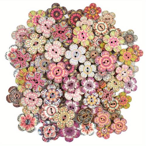 vintage floral buttons 100pcs multicolor vintage floral print buttons 2 hole resin sewing buttons for crafts cardigans knitting and scrapbooking 2 2 4cm 0 8 0 96inch assorted sizes and patterns in green brown
