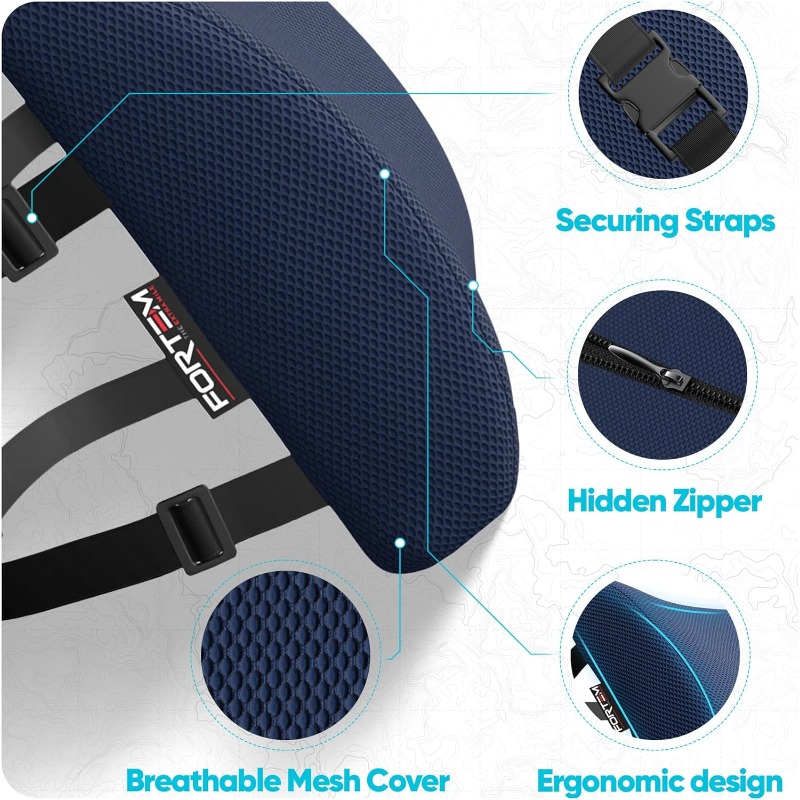 lumbar support cushion back support for office chair and car seat back rest for gaming chair memory foam pillow desk chair cushion breathable washable cover adjustable straps Product details 3