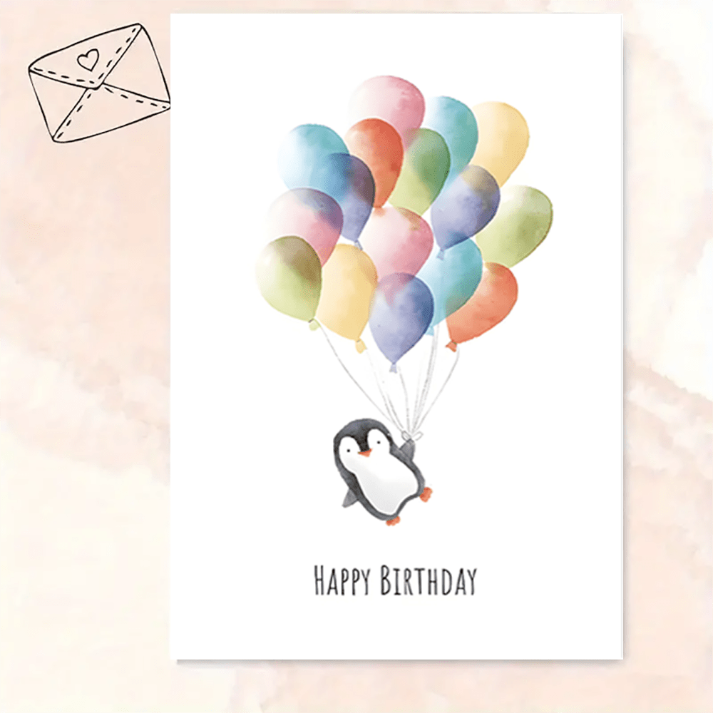 

1pc, Birthday Card, Is At A Set Of Balloons Floating , A Warm And . Suitable For Gifting To , Birthday Card- 6.3inch X 4.33inch