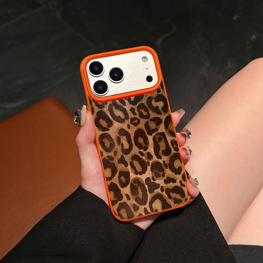 TEMU Phone Case: Fashionable Leopard Print Pattern Large Hole Phone Case With And Convex Texture Surface Uv Printing Technology, 360-degree