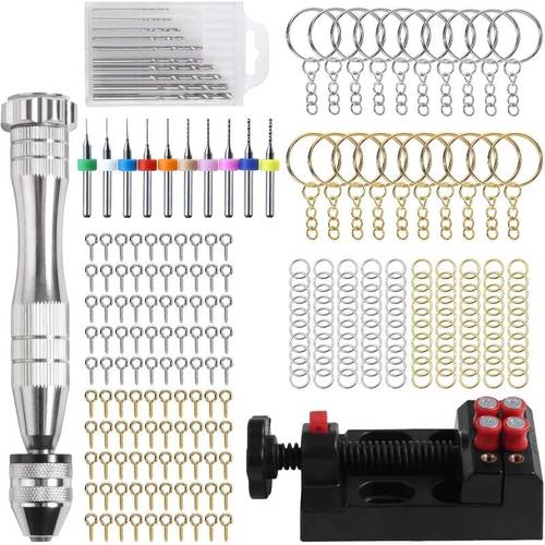 hand drill pin vise hand drill jewelry making drills with bits drills press vise 220pcs keychain making supplies pcb bits jewelry keychains miniature crafts