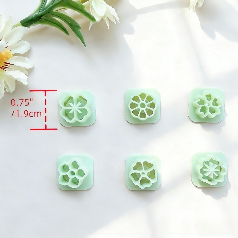 TEMU Set di 6 mini taglierini per argilla polimerica a forma - Stampi a molla a forma di margherita con 6 petali colorati a e centri vuoti, strumenti